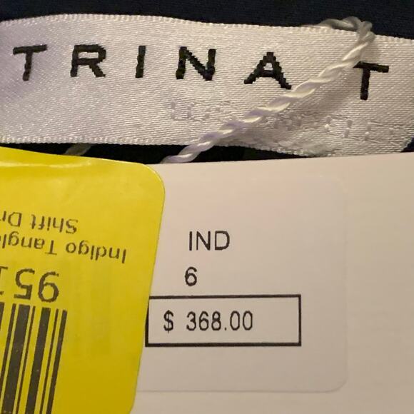 Trina Turk Shiraz Womens Shift Dress NWT Navy Blue Sz 6 Embellished Long Sleeve - Picture 4 of 16
